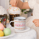 Personalised Watercolour Floral Cute Rabbit Enamel Mug with Name Daily Drinking Easter Gift for Family Kids