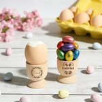 Coquetier en bois personnalisé avec nom et design de lapin gravés - Cadeau de Pâques pour les enfants et la famille