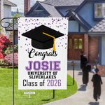 Gepersonaliseerde afstudeertuin vlag met naam en jaar Yard Porch Decoratie afstuderen Gift voor afgestudeerden