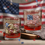 Personalised Eagle Statue of Liberty American Flag 10 oz Whiskey Glass with Name America's 250th Anniversary Gift for Dad Whiskey Lover