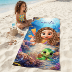 Serviette de plage personnalisée avec personnage de plongée 3D et nom - Microfibre à séchage rapide - Cadeau d’anniversaire pour enfant et adulte