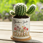 Personalised Birth Flower 1-7 Names Ceramic Plant Pot with Title Daily Decor Birthday Gift for Mom Grandma