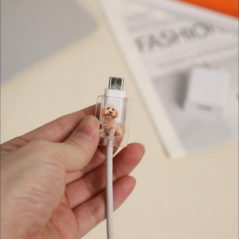 Personalized Pet Photo Phone Charger Cord Protector Daily Use Pet Anniversary Gift for Pet Lovers Owners 3