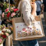 Personalisierte Aquarell Geburt Blume große Jute Tragetasche mit 1-7 Namen und Fronttasche täglichen Gebrauch Muttertag Geschenk für Mama Oma