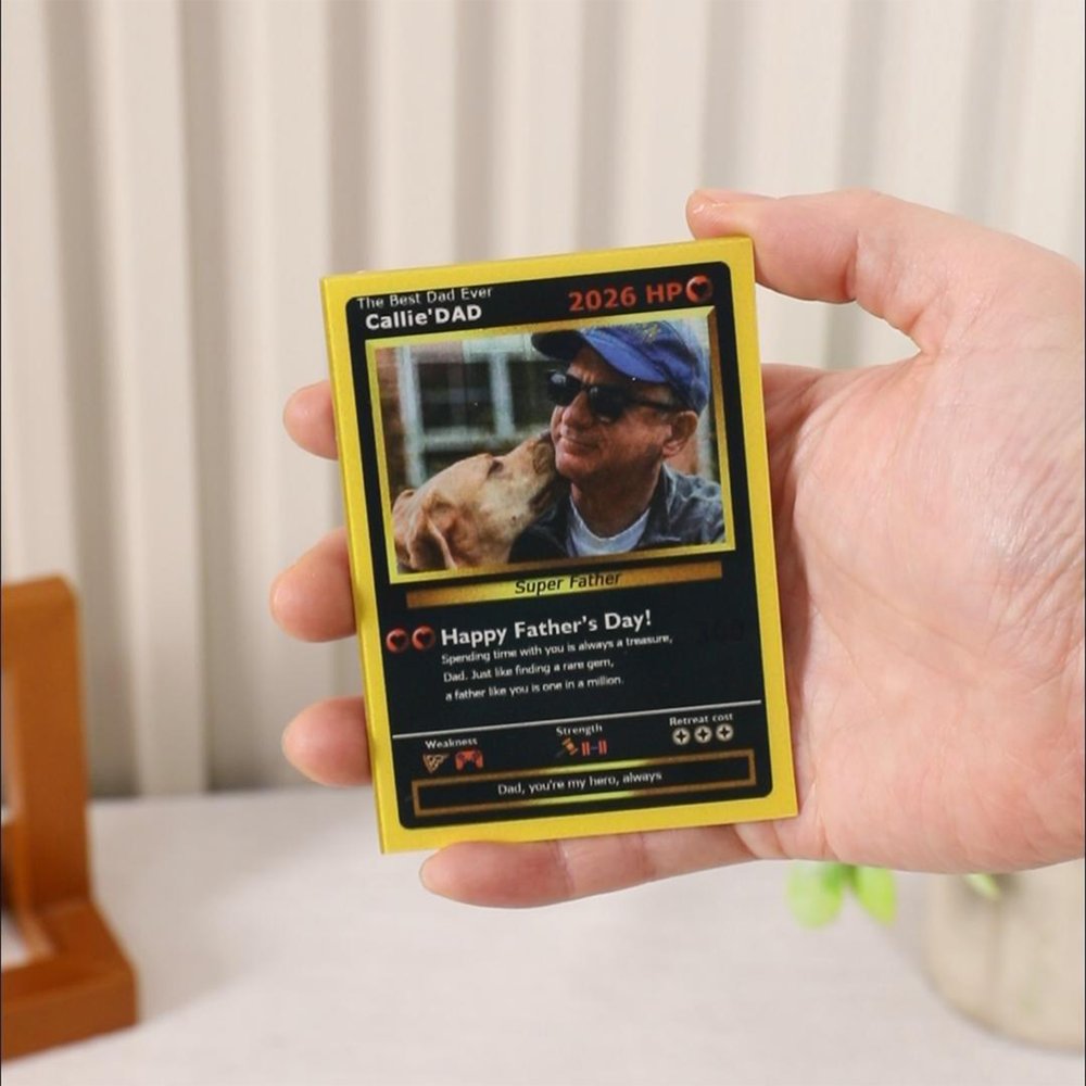 Personalised HP Photo Classic TCG Poke Card with Name Year and Text Anniversary Father's Day Gift for Dad 3