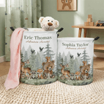 Personalised Forest Animal Laundry Basket with Name and Handle Home Decor Daily Use Birthday Gift for Kids