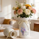 Personalisierte Exquisite Geburt Blume Schmetterling Keramik Vase mit Name Text Datum Muttertag Geburtstag Geschenk für Mama Oma weiblichen Freund