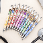 Personalized Cute Simple Line Nurse Draw Multicolour Retractable Glitter Ballpoint Pen with Name Appreciation Birthday Gift for Medical Staff