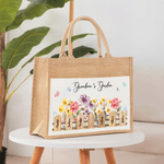 Personalisierte Aquarell Geburt Blume große Jute Tragetasche mit 1-7 Namen und Fronttasche täglichen Gebrauch Muttertag Geschenk für Mama Oma