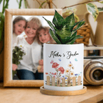 Personalised Birth Flower 1-7 Names Ceramic Plant Pot with Title Daily Decor Birthday Gift for Mom Grandma