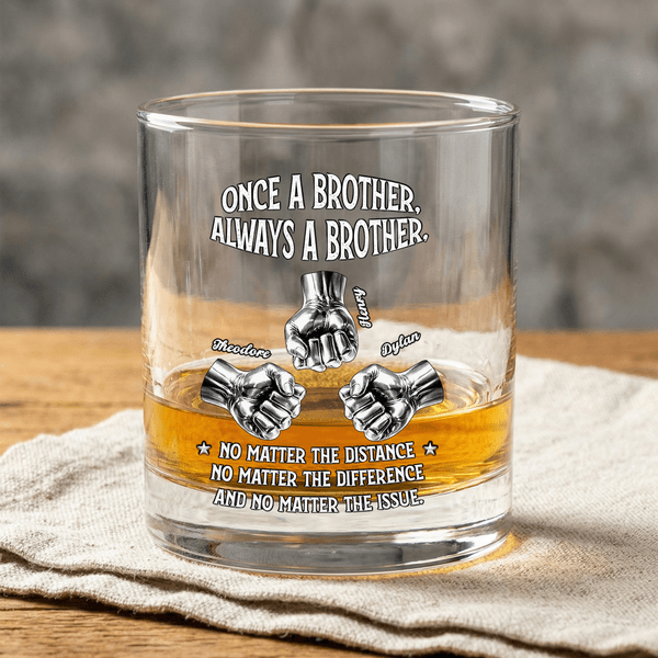 Personalised 2-6 Fist Bumps 10 oz Rock Whiskey Glass with Names Birthday Anniversary Gift for Brother Whiskey Lover