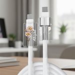 Flor de nacimiento personalizada Juego de 2 protectores de cable de acrílico con nombre iPhone Type-C Phone Accessory Birthday Gift for Family Friends