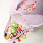 Personalized Cute Watercolor Bunny Corduroy Easter Basket with Name and Initial Outdoor Activities Easter Egg Hunting Gift for Kids 5