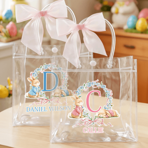 Sac cadeau transparent personnalisé avec nom et prénom pour les fêtes de Pâques Cadeau pour garçons et filles