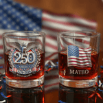 Personalized 250th Anniversary Whiskey Glass 10oz with Name Daily Use Father's Day Gift for Fathers Bartenders