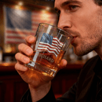 Personalised Eagle Statue of Liberty American Flag 10 oz Whiskey Glass with Name America's 250th Anniversary Gift for Dad Whiskey Lover