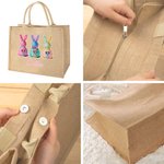 Borsa di iuta grande con nome, personalizzata con disegno a diamante e effetto cuore di coniglio, regalo di Pasqua per bambini e famiglie.
