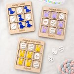 Personifierad söt påskhare Dinosaurieägg Tic Tac Toe-bräda i trä med namn Korgfyllning Partyspel Påskpresent till barn