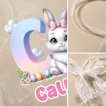 Personalised Cute Easter Bunny Clear Gift Bag with Name and Initial Easter Party Favors Gift for Kid