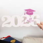 Personalized Glitter Grad Cap Wooden Sign with Year and Name Photo Prop Class of 2026 Graduation Gift for Graduates