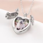 Personalizada delicada Angel Wings Corazón Foto Urna Collar para cenizas con texto grabado Cremación Joyería Memorial Regalo para las mujeres