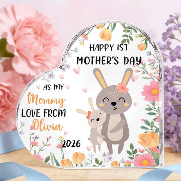 Placa acrílica personalizada en forma de corazón con el nombre y el año de aniversario Regalo del Día de la Madre para la nueva mamá