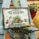 Personalised Garden Theme Cartoon Character Horizontal Metal Sign with Name Garden Door Decor Birthday Gift for Grandma Mom Garden Lover