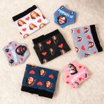 Personalised Multicolor Funny Face Photos Comfortable Couple Thong Boxer Underwear Anniversary Valentine's Day Gift for Him Her