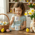 Personalised Cute Bunny Easter Eggs Initial 12 oz Enamel Mug with Name Easter Party Gift for Boys Girls