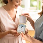 Personalised Blue Crystal Bridal Bouquet Charm with Engraved Text and Card Something Blue Wedding Gift for Bride