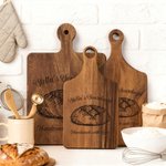 Personalised Exquisite Sourdough Cutting Board with Paddle Handle and Name Birthday Housewarming Mother's Day Gift for Bakers Sourdough Enthusiasts