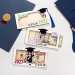 Gepersonaliseerd afstudeercapje met foto Houten Geldhouder met Naam en Jaar Klas van 2026 Afstudeercadeau voor afgestudeerden