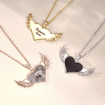 Personalized Angel Wings Photo Necklace with Text Memorable Jewellery Birthday Anniversary Gift for Women