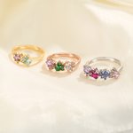 Personlig 1-5 Fødselsstein Kattepoter Sterling Sølv Ring Smykk bursdagssmykke Bursdagsgave til katteelskere Kjæledyrseiere