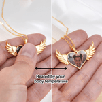 Personalized Angel Wings Photo Necklace with Text Memorable Jewellery Birthday Anniversary Gift for Women