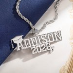 Personligt halsband med namn för män med årtal för kandidatexamen Minnesgåva för kandidater från årskurs 2026