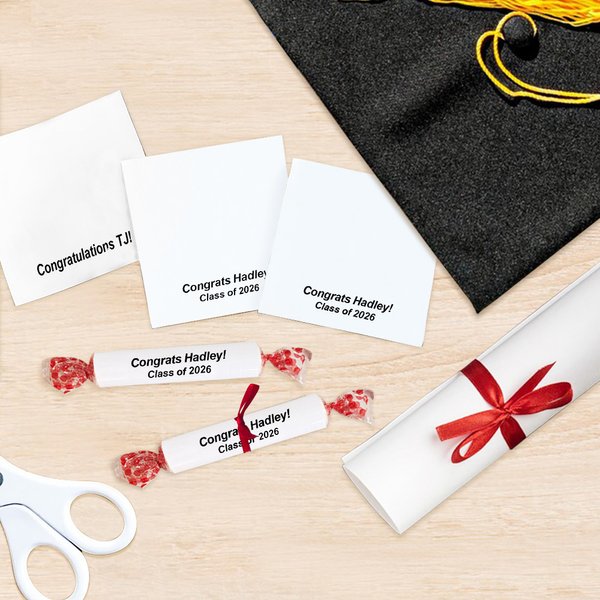 Set de 20 Envoltorios para Caramelos con Texto y Lazo Personalizados con Diseño de Diploma de Graduación Fiesta de Graduación Regalo para Graduados