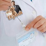Personalizada Foto Diseño Retráctil Acrílico ID Card Badge Reel con Nombre Apreciación Cumpleaños Regalo para Enfermera Doctor Personal Médico