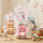 Personalisierte Frohe Ostern niedlichen Hasen rosa Schleife Ostergeschenk Tasche mit Namen täglichen Gebrauch Ostergeschenk für Familie Mädchen