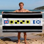 Personalized Nautical Flag Quick Dry Oversized Beach Towel with Name Travel Essentials Summer Vacation Party Gift for Sailing Enthusiasts Friends