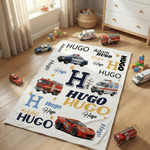 Personalised Cartoon Police Car Fire Lorry Ambulance Multicolor  Soft Throw Blanket with Name Home Decor Daily Use Birthday Gift for Children