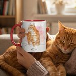 Personalized Watercolour Style Pet Photo Heartwarming Text 11 oz 15 oz Ceramic Mug with Names Daily Use Birthday Gift for Pet Owner Lover