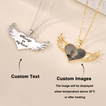 Personalized Angel Wings Photo Necklace with Text Memorable Jewellery Birthday Anniversary Gift for Women