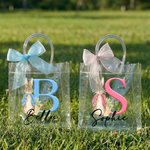Gepersonaliseerd Transparant Cadeauzakje met Schattige Pieter Konijn met Initiaal Naam en Striklint Paasfeest Cadeautje voor Kinderen