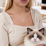 Spersonalizowany naszyjnik Mobius Cat Name Love Heart Minimalistyczna biżuteria Urodzinowy prezent rocznicowy dla właściciela miłośnika kotów