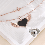 Personalized Angel Wings Photo Necklace with Text Memorable Jewellery Birthday Anniversary Gift for Women