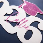 Personalized Glitter Grad Cap Wooden Sign with Year and Name Photo Prop Class of 2026 Graduation Gift for Graduates