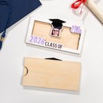 Gepersonaliseerd afstudeercapje met foto Houten Geldhouder met Naam en Jaar Klas van 2026 Afstudeercadeau voor afgestudeerden
