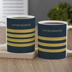 Taza de Cerámica con Franja de Epaulette Personalizada con Texto Regalo de Promoción de Jubilación para Capitán Piloto