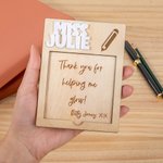 Set de Notes Autocollantes Personnalisée avec Nom et Texte Gravés Accessoire en Bois avec Stickers Cadeau Fin d'Année pour Professeur Étudiant
